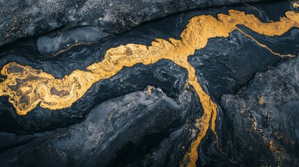 Poster - Abstract gold and dark gray stone texture.