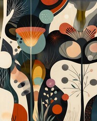 Poster - Abstract Botanical Composition in Earthy Tones, Modern Art Design