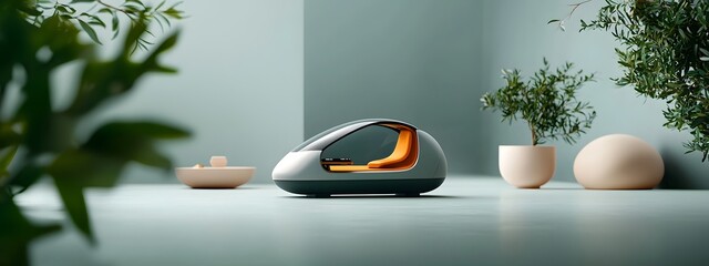 Poster - Elegant streamlined form of an advanced optical amplifier showcasing a seamless blend of form and function with a glossy reflective housing backlit displays and delicate mechanical details