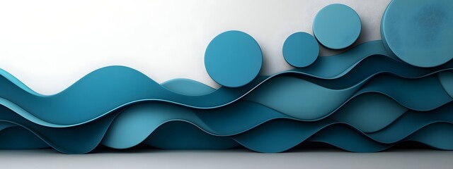 Poster - Enchanting Digital Swells Undulating Indigo Waves Conveying Dynamic Energy over a Minimalist Black and White Architectural Backdrop