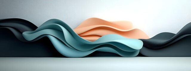 Poster - enchanting indigo digital swells undulating over a minimalist black and white architectural surface