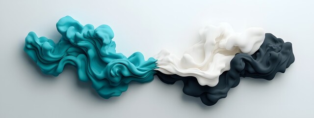 Poster - Ethereal azure digital currents cascading and flowing across a minimalist black and white backdrop representing the ephemeral nature of technological evolution and transformation