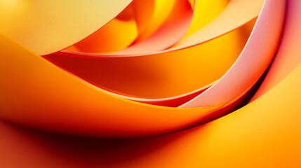 Poster - Abstract depiction of swirling ribbons in shades of orange yellow and pink colors creating a wave effect
