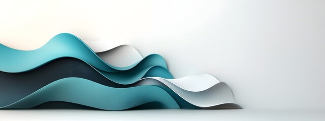 Poster - Hypnotic azure digital currents undulating across a stark black and white landscape evoking the captivating flow of cutting edge technology