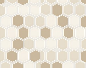 Poster - Beige Hexagon Pattern - Abstract Geometric Background, Tile Design, Modern