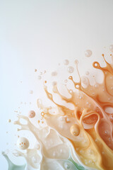 Poster - Colorful splashes of liquid create an abstract art piece on a white background