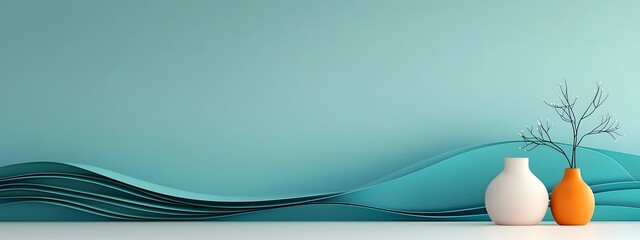 Poster - Luminous azure digital waves undulating over a stark monochrome surface conveying the ethereal nature of futuristic technological progress