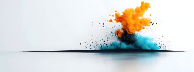 Poster - Luminous blue digital oscillations traversing a minimalist black and white landscape symbolizing the ever evolving nature of data driven transformation  Abstract digital art with a cinematic look