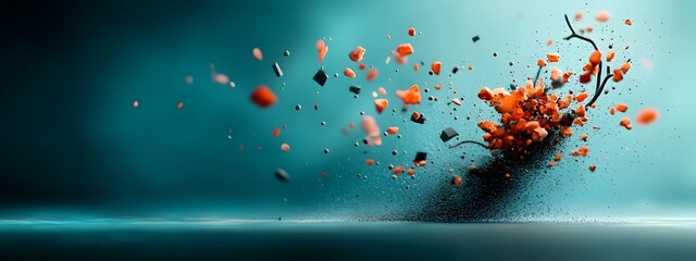 Poster - Luminous Cerulean Digital Currents Traversing a Stark Monochrome Canvas Evoking the Limitless Possibilities of Innovative Tech Solutions  3D Rendered Cinematic Lighting with Inspired Explosion
