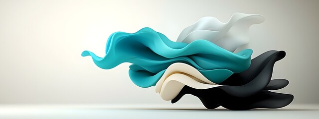 Poster - Mesmerizing azure digital currents flowing through a contrasting black and white expanse featuring mesmerizing abstract forms and gestural lines