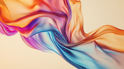 Fototapete - Colorful abstract wave flowing on beige background