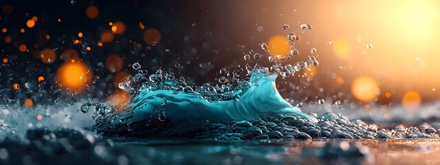Fototapete - Mesmerizing azure digital waves cascading over a dark and light backdrop symbolizing the relentless progression of modern data processing  Cinematic sci fi digital art highly detailed and a aesthetic