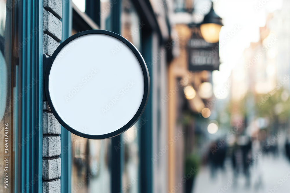 Vintage-Style Mirror on Empty Facade of Modern Building with Circular ...