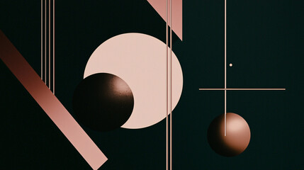 Poster - A minimalist yet bold arrangement of a sphere and a line creating a striking visual contrast in a simple yet engaging geometric composition.