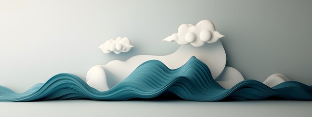 Poster - Mesmerizing cobalt digital tides undulating across a minimalist black and white realm conveying the limitless possibilities of innovative systems and stunning the visual motifs of Solarpunk
