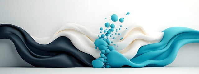 Poster - Mesmerizing cobalt digital tides undulating across a minimalist black and white realm conveying the limitless possibilities of innovative systems with stunning the visual motifs of Solarpunk