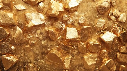 Poster - Close-up of glittering gold nuggets, showcasing texture and shine.
