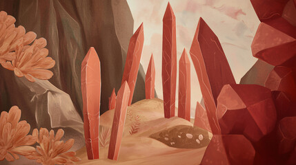 Poster - Mysterious cave entrance surrounded by jagged edges and flowing organic forms in a dimly lit natural environment.