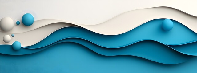 Poster - Radiant cobalt digital waves undulating across a pared down achromatic plane embodying the tireless progress of groundbreaking technological breakthroughs