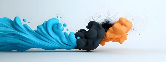 Poster - Scintillating azure digital surges cascading over a high contrast black and white plane conveying the boundless energy and dynamic visuals of futuristic technology  This abstract