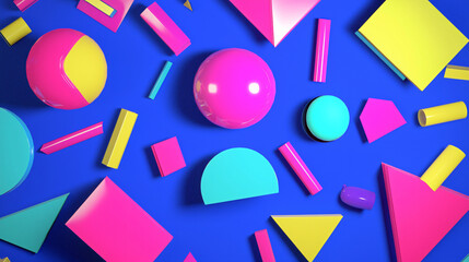 Poster - A bunch of colorful shapes forming a playful and eye-catching arrangement with vivid colors and dynamic patterns for creative inspiration.