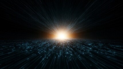 Wall Mural - Cosmic light burst infinite universe digital artwork dark space abstract viewpoint celestial concept