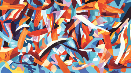Poster - A colorful abstract background featuring a rhythmic arrangement of fragmented shapes layered in a dynamic composition for visual appeal.
