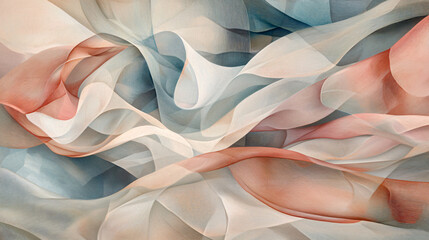 Poster - Vibrant abstract painting with a kaleidoscope of colors flowing in romantic soft forms and gentle curves captivating the imagination.