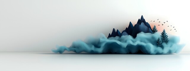 Poster - Boundless Digital Clouds Surging Over a Stark Monochrome Landscape Embodying the Limitless Power of Futuristic Technology and Information  A visually captivating serene and conceptual digital artwork