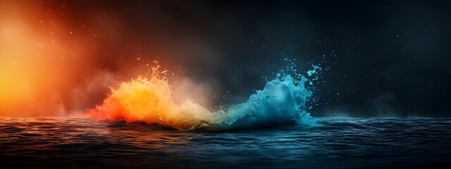 Fototapete - Boundless Potential of Data Driven Surging Digital Waves Over Luminous Dark and Light Backdrop Evoking the Innovative Visualization of Futuristic Systems and Technology