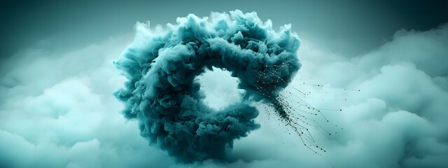 Aufkleber - Captivating azure energy streams flowing across a futuristic dark and white backdrop with radiant plasma arcs shimmering digital fractals levitating luminous nodes and swirling techno organic shapes
