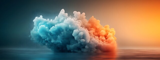 Fototapete - Captivating blue digital waves swirling and cascading across a striking dark and light background