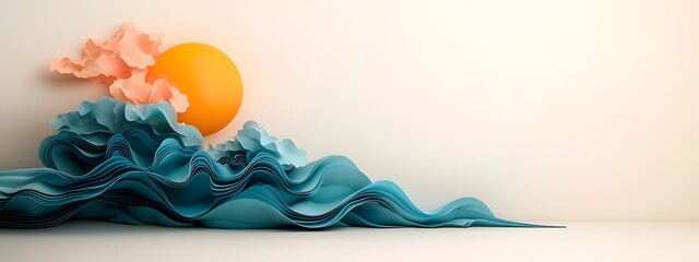 Poster - Captivating blue digital waves undulating across a minimalist dark and white expanse embodying the ceaseless progression of technological advancements  Dynamic digital and retrofuturistic