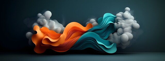 Poster - Captivating cerulean digital fluid forms ebbing and flowing across a dusky high contrast environment reflecting the ceaseless progression of innovation and digital art in a style