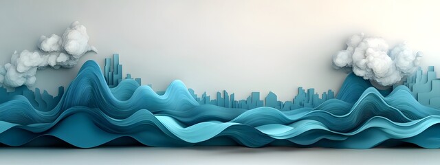 Poster - Captivating electric blue digital waves undulating rhythmic flow stark monochrome backdrop emblematic of technological evolution and digital innovation