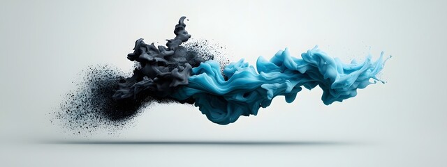 Poster - dynamic digital swells surge and swirl with captivating movement over a minimalist charcoal and chal