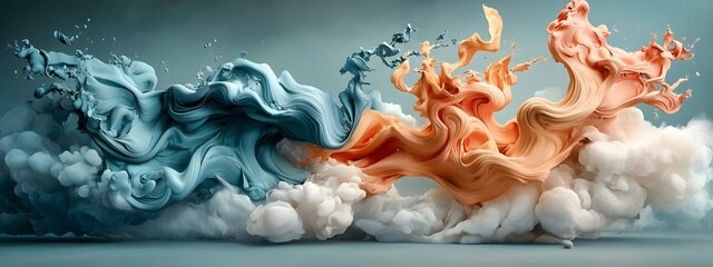 Poster - dynamic indigo digital rollers ebbing and flowing across a moody chiaroscuro inspired backdrop embod