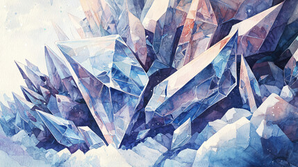 Poster - Elegant bunch of crystals highlighting -edged geometric forms and organic curves for a striking visual experience in sophisticated style.