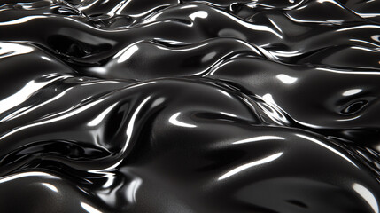 Poster - Deep black liquid filled with sophisticated swirls of liquid sapphire and charcoal creating a striking visual experience.