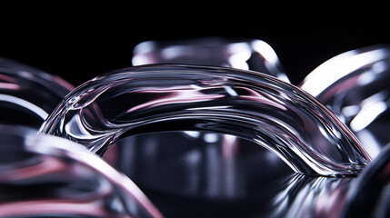 Poster - Exquisite iridescent violet glass sculpture showcasing intricate patterns and reflective surfaces in a sophisticated artistic composition.