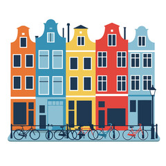 Poster - Colorful row of Dutch houses in flat design style vector art