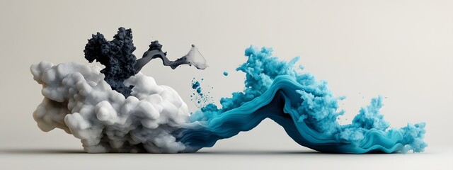 Poster - Mesmerizing Waves of Luminous Blue Pixels Across a Sleek Grayscale Canvas A Captivating Digital Painting Visualizing the Ceaseless Motion and Cutting Edge Technology