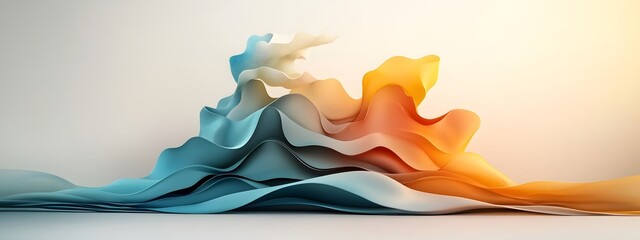 Poster - Pulsating azure digital waves dynamic geometric patterns and minimalist monochrome landscape with futuristic technological motifs smooth synthetic textures