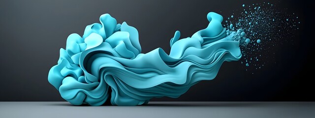 Poster - radiant blue digital waves cascading and flowing over a dramatic black and pale canvas evoking the b