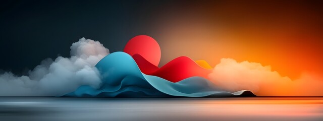 Poster - Shimmering indigo digital rollers undulating over a dark and light toned backdrop symbolizing the unstoppable currents of cutting edge innovation and information in a cinematic digital and detailed