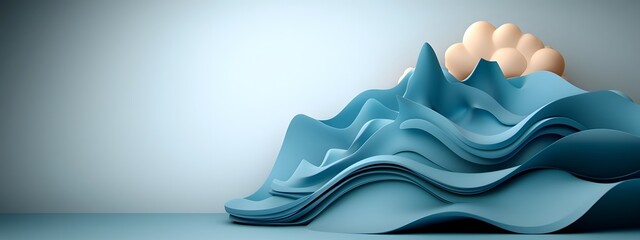 Poster - Surging azure digital swells undulating geometric formations sleek monochrome industrial environment cutting edge technological symbolism glistening synthetic surfaces