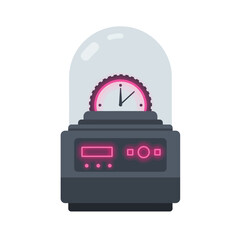 Poster - Clock in glass dome with minimal design elements showcasing vibrant colors in vector art