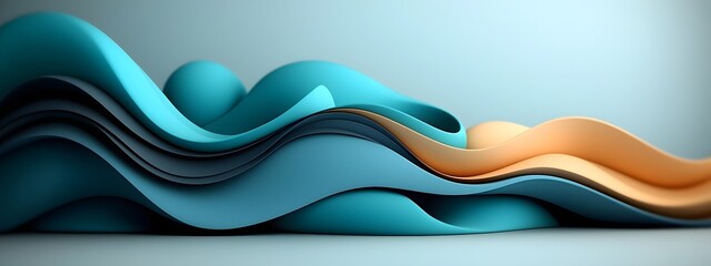 Poster - Sweeping luminescent digital waveforms in vibrant shades of azure and indigo undulating over a sleek monochromatic backdrop suggestive of advanced computational processes and seamless
