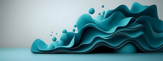 Poster - Undulating azure digital pulses cascading across a monochromatic plane embodying the ceaseless evolution of cutting edge technology  high definition digital painting with a modernist sci fi aesthetic