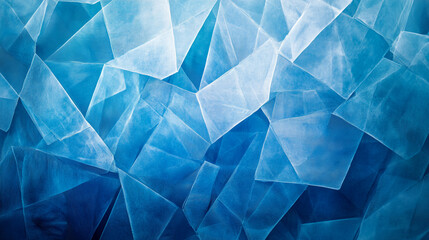 Poster - Abstract blue and white geometric shapes create a textured background with light and shadow playing